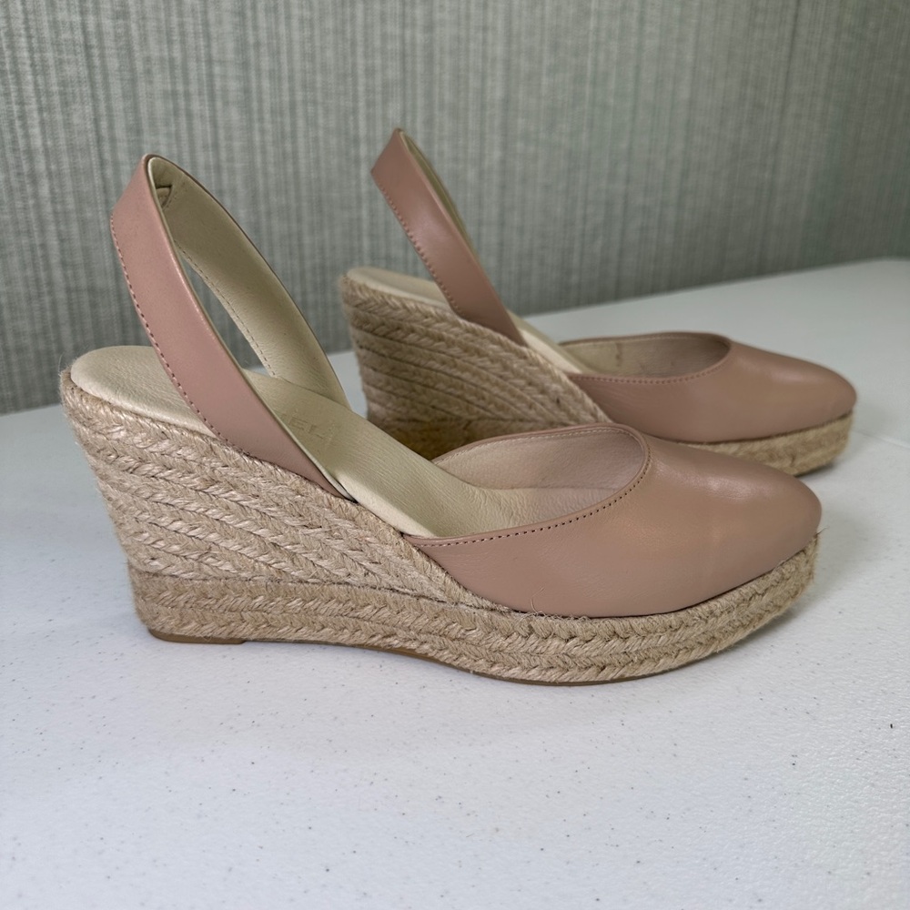 MONPIEL Spain Siros Nude Leather Wedge Espadrilles Slingback | EU 39